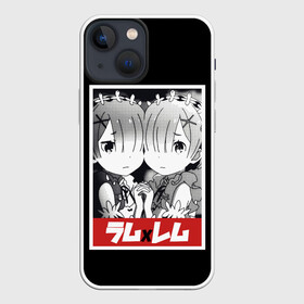 Чехол для iPhone 13 mini с принтом Re:Zero в Курске,  |  | anime | glitch | japan | ram | re | rem | rezero | senpai | subaru | waifu | zero | анимация | аниме | вайфу | глитч | глич | мультсериал | мультфильм | семпай | сенпай | сериал | япония
