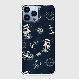 Чехол для iPhone 13 Pro Max с принтом Nautical art в Курске,  |  | art | octopus | sea | ship | texture | арт | компас | море | океан | осьминог | текстуры
