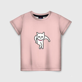 Детская футболка 3D с принтом Ыть в Курске, 100% гипоаллергенный полиэфир | прямой крой, круглый вырез горловины, длина до линии бедер, чуть спущенное плечо, ткань немного тянется | арт | белая кошка | белый кот | кот | кошка | мем | мэм | рисунок | розовый