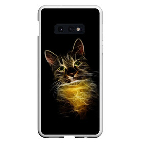 Чехол для Samsung S10E с принтом Дымчато-световой кот в Курске, Силикон | Область печати: задняя сторона чехла, без боковых панелей | арт | дым | желтый | кот | кошка | кривые | рисунок | свет | серый | тёмный | чёрный | яркие линии