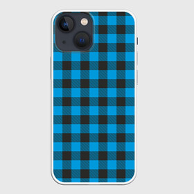 Чехол для iPhone 13 mini с принтом Голубая клетка в Курске,  |  | cage | cage pattern | checkered ornament | ornament | pattern | print cage | tartan | голубая клетка | клетка | клетка узор | клетчатый орнамент | орнамент | принт клетка | тартан | узор | шотландка | шотландская клетка