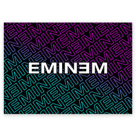 Поздравительная открытка с принтом EMINEM / ЭМИНЕМ в Курске, 100% бумага | плотность бумаги 280 г/м2, матовая, на обратной стороне линовка и место для марки
 | eminem | logo | music | oldschool | rap | raper | еминем | лого | логотип | логотипы | музыка | музыкант | олдскул | рэп | рэпер | рэппер | символ | символы | эминем