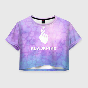 Женская футболка Crop-top 3D с принтом BLACKPINK в Курске, 100% полиэстер | круглая горловина, длина футболки до линии талии, рукава с отворотами | blackpink | cute | heat | k pop | korean | блекпинк | блэкпинк | жест | кпоп | милый | сердце