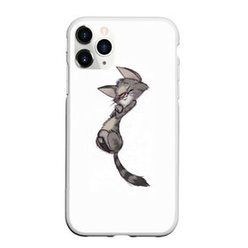 Чехол для iPhone 11 Pro Max матовый с принтом Милый котя в Курске, Силикон |  | Тематика изображения на принте: арт | белый | карандаш | кот | кот нежиться | кот спит | мел | мило | милота | риснок | рисунок углём | серый | серый кот | спит | уголь