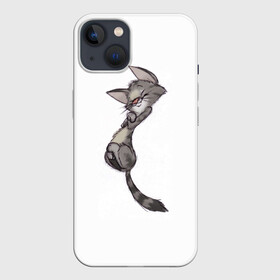 Чехол для iPhone 13 с принтом Милый котя в Курске,  |  | арт | белый | карандаш | кот | кот нежиться | кот спит | мел | мило | милота | риснок | рисунок углём | серый | серый кот | спит | уголь