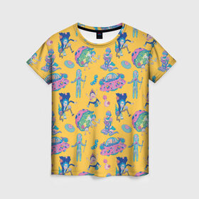 Женская футболка 3D с принтом Рик и Морти в Курске, 100% полиэфир ( синтетическое хлопкоподобное полотно) | прямой крой, круглый вырез горловины, длина до линии бедер | cn_2682959_019061 | rick  morty | turner | рик и морти