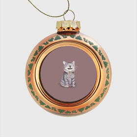 Стеклянный ёлочный шар с принтом Котёнок ыыы в Курске, Стекло | Диаметр: 80 мм | арт | кот | котёнок | кошка | мем | мемный кот | мемный котенок | мэм | мэмный котёнок | рисунок | серый | серый кот | тёмный | фиолетовый