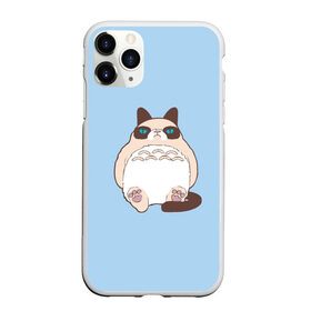 Чехол для iPhone 11 Pro матовый с принтом Тоторный кот в Курске, Силикон |  | grumpy cat | белый | кот тоторо | кот. недовольный кот | крем | мило | милота | мимишка | тоторо