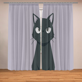Фотошторы с принтом Чёрный кот в Курске, Блэкаут (светозащита 90%) / Габардин (светозащита 40% | 2 полотна шириной по 145 см; Высота 200-300 см; Крепление: шторная лента (на крючки); | аниме | аниме кот | арт | кёрный котёнок | кот | котёнок | кошка | рисунок | чёрная кошка | черный кот | черный котенок