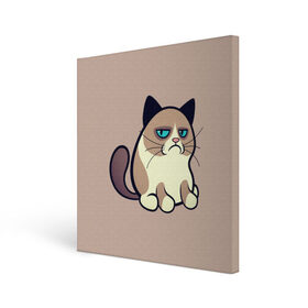 Холст квадратный с принтом Великий Grumpy Cat в Курске, 100% ПВХ |  | grumpy cat | арт | кот | кот grumpy cat | котёнок | кошка | недовольный кот | рисунок