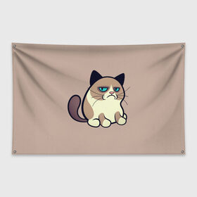 Флаг-баннер с принтом Великий Grumpy Cat в Курске, 100% полиэстер | размер 67 х 109 см, плотность ткани — 95 г/м2; по краям флага есть четыре люверса для крепления | grumpy cat | арт | кот | кот grumpy cat | котёнок | кошка | недовольный кот | рисунок