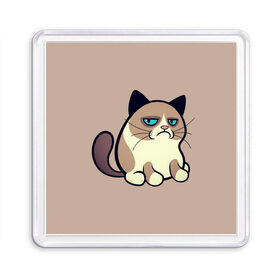 Магнит 55*55 с принтом Великий Grumpy Cat в Курске, Пластик | Размер: 65*65 мм; Размер печати: 55*55 мм | grumpy cat | арт | кот | кот grumpy cat | котёнок | кошка | недовольный кот | рисунок