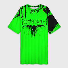 Платье-футболка 3D с принтом Death Note logo black and green в Курске,  |  | anime | death note | kira | manga | ryuk | аниме | герой | детектив | детнот | детх нот | детхнот | дэсу ното | иероглиф | кандзи | кира | манга | миса | риюк | рьюзаки | рюзаки | рюк | синигами | тетрадка | эл | э