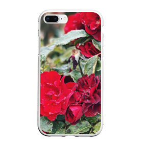 Чехол для iPhone 7Plus/8 Plus матовый с принтом Red Roses в Курске, Силикон | Область печати: задняя сторона чехла, без боковых панелей | Тематика изображения на принте: bush | floral | flower | garden | green | nature | red roses | бутоны | красная роза | куст | листья | природа | роза | сад | цветение | цветок | цветы