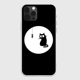 Чехол для iPhone 12 Pro Max с принтом Ночная охота в Курске, Силикон |  | арт | кот | котёнок | кошка | луна | ночь | рисунок | рыба | рыбалка | черная кошка | черный кот | чёрный котёнок
