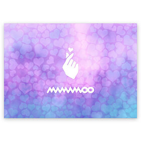 Поздравительная открытка с принтом Mamamoo в Курске, 100% бумага | плотность бумаги 280 г/м2, матовая, на обратной стороне линовка и место для марки
 | cute | heat | k pop | korean | mamamoo | жест | кпоп | мамаму | милый | сердце