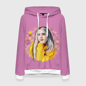 Женская толстовка 3D с принтом Билли Айлиш / Billie Eilish в Курске, 100% полиэстер  | двухслойный капюшон со шнурком для регулировки, мягкие манжеты на рукавах и по низу толстовки, спереди карман-кенгуру с мягким внутренним слоем. | billie | billie eilish | eilish | айлиш | билли | билли айлиш