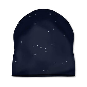 Шапка 3D с принтом Ночное небо в Курске, 100% полиэстер | универсальный размер, печать по всей поверхности изделия | звёзды | мерцание | небо | ночь | синий | сияние | тёмный | чёрный