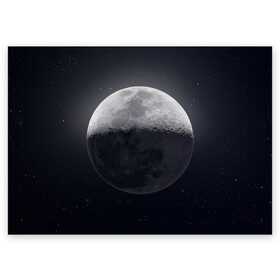 Поздравительная открытка с принтом луна в Курске, 100% бумага | плотность бумаги 280 г/м2, матовая, на обратной стороне линовка и место для марки
 | moon | звезды | космос | луна | планета