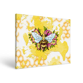 Холст прямоугольный с принтом Пчела в Курске, 100% ПВХ |  | крылья | мёд | оса | пчела | пчёлы | соты | цветы