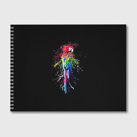 Альбом для рисования с принтом Попугай в Курске, 100% бумага
 | матовая бумага, плотность 200 мг. | Тематика изображения на принте: bird | colors | eweryday | life | nature | ара | креатив | повседневный стиль | попугай | природа | птица | радуга | разноцветный | темный