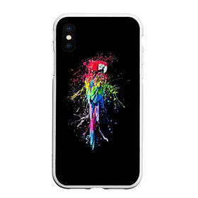 Чехол для iPhone XS Max матовый с принтом Попугай в Курске, Силикон | Область печати: задняя сторона чехла, без боковых панелей | bird | colors | eweryday | life | nature | ара | креатив | повседневный стиль | попугай | природа | птица | радуга | разноцветный | темный