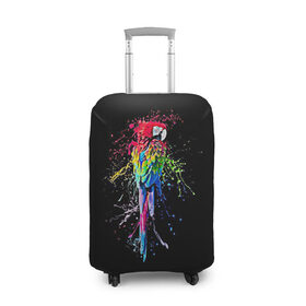 Чехол для чемодана 3D с принтом Попугай в Курске, 86% полиэфир, 14% спандекс | двустороннее нанесение принта, прорези для ручек и колес | bird | colors | eweryday | life | nature | ара | креатив | повседневный стиль | попугай | природа | птица | радуга | разноцветный | темный