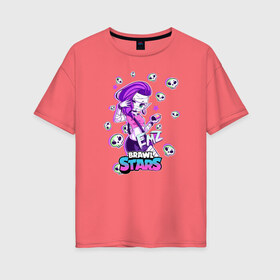 Женская футболка хлопок Oversize с принтом Brawl STARS(ЭМЗ) в Курске, 100% хлопок | свободный крой, круглый ворот, спущенный рукав, длина до линии бедер
 | brawl | leon | moba | stars | supercell | игра | коллаж | паттерн | эмз