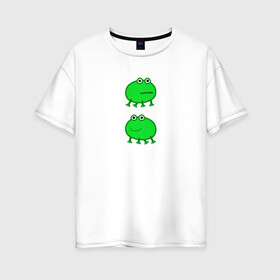 Женская футболка хлопок Oversize с принтом Жаба в Курске, 100% хлопок | свободный крой, круглый ворот, спущенный рукав, длина до линии бедер
 | жаба | лягушка | лягушонок | мем | свинка пеппа | тик ток