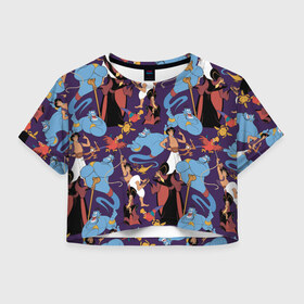 Женская футболка Crop-top 3D с принтом Aladdin в Курске, 100% полиэстер | круглая горловина, длина футболки до линии талии, рукава с отворотами | abu | aladdin | genie | iago | jafar | vdkimel | абу | аладдин | джафар | джин | яго