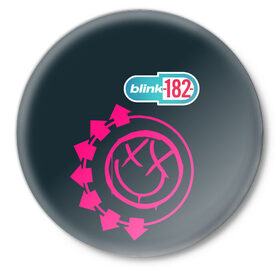Значок с принтом Blink 182 в Курске,  металл | круглая форма, металлическая застежка в виде булавки | music | rock | музыка | рок