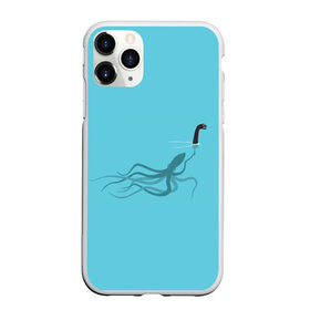 Чехол для iPhone 11 Pro матовый с принтом Тайна Лох-несского чудовища в Курске, Силикон |  | Тематика изображения на принте: арт | море | осьминог | рисунок | синий | шутка