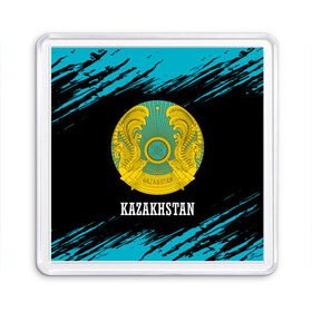 Магнит 55*55 с принтом KAZAKHSTAN / КАЗАХСТАН в Курске, Пластик | Размер: 65*65 мм; Размер печати: 55*55 мм | Тематика изображения на принте: flag | kazakhstan | qazaqstan | герб | захах | казахстан | кахахи | лого | нур султан | республика | символ | страна | флаг