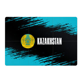Магнитный плакат 3Х2 с принтом KAZAKHSTAN / КАЗАХСТАН в Курске, Полимерный материал с магнитным слоем | 6 деталей размером 9*9 см | Тематика изображения на принте: flag | kazakhstan | qazaqstan | герб | захах | казахстан | кахахи | лого | нур султан | республика | символ | страна | флаг