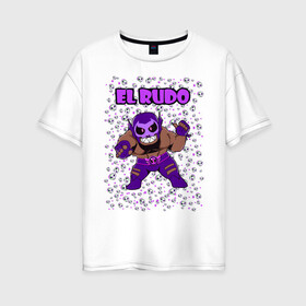 Женская футболка хлопок Oversize с принтом Brawl STARS (EL RUDO) в Курске, 100% хлопок | свободный крой, круглый ворот, спущенный рукав, длина до линии бедер
 | brawl | el rudo | leon | moba | stars | supercell | игра | коллаж | паттерн