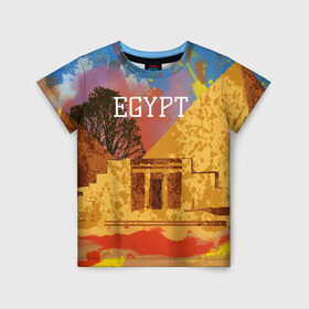 Детская футболка 3D с принтом Египет(Пирамида Хеопса) в Курске, 100% гипоаллергенный полиэфир | прямой крой, круглый вырез горловины, длина до линии бедер, чуть спущенное плечо, ткань немного тянется | Тематика изображения на принте: egypt | египет | пирамида хеопса | пирамиды | туристические