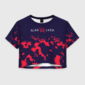 Женская футболка Crop-top 3D с принтом ALAN WALKER / АЛАН УОКЕР в Курске, 100% полиэстер | круглая горловина, длина футболки до линии талии, рукава с отворотами | alan | faded | house | logo | music | walker | алан | вокер | волкер | диджей | лого | логотип | логотипы | музыка | музыкант | символ | символы | танцеальная | уокер | хаус | электронная