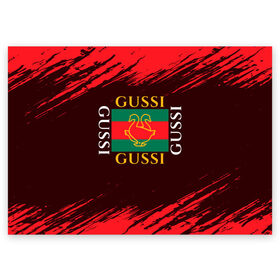 Поздравительная открытка с принтом GUSSI / ГУСИ в Курске, 100% бумага | плотность бумаги 280 г/м2, матовая, на обратной стороне линовка и место для марки
 | Тематика изображения на принте: anti | antibrand | brand | fashion | gucci | gusi | gussi | logo | meme | memes | анти | антибренд | бренд | гуси | гуччи | забавные | лого | логотип | мем | мемы | мода | прикол | приколы | прикольные | символ