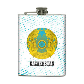 Фляга с принтом KAZAKHSTAN / КАЗАХСТАН в Курске, металлический корпус | емкость 0,22 л, размер 125 х 94 мм. Виниловая наклейка запечатывается полностью | flag | kazakhstan | qazaqstan | герб | захах | казахстан | кахахи | лого | нур султан | республика | символ | страна | флаг