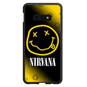 Чехол для Samsung S10E с принтом NIRVANA НИРВАНА в Курске, Силикон | Область печати: задняя сторона чехла, без боковых панелей | band | cobain | face | kurt | logo | music | nirvana | rock | rocknroll | группа | кобейн | курт | лого | логотип | музыка | музыкальная | нирвана | рожица | рок | рокнролл | символ