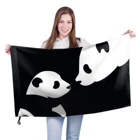 Флаг 3D с принтом Panda в Курске, 100% полиэстер | плотность ткани — 95 г/м2, размер — 67 х 109 см. Принт наносится с одной стороны | bearcat | coon bear | panda | бамбуковый медвед | большая панда | гигантская панда