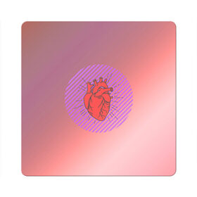 Магнит виниловый Квадрат с принтом Сердечко на розовом фоне в Курске, полимерный материал с магнитным слоем | размер 9*9 см, закругленные углы | круг | любовь | неон | полосатый | розовый | сердце | сияние | фиолетовый