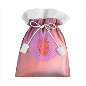 Подарочный 3D мешок с принтом Сердечко на розовом фоне в Курске, 100% полиэстер | Размер: 29*39 см | круг | любовь | неон | полосатый | розовый | сердце | сияние | фиолетовый