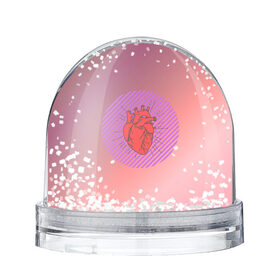 Снежный шар с принтом Сердечко на розовом фоне в Курске, Пластик | Изображение внутри шара печатается на глянцевой фотобумаге с двух сторон | круг | любовь | неон | полосатый | розовый | сердце | сияние | фиолетовый