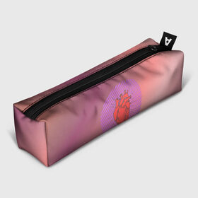 Пенал 3D с принтом Сердечко на розовом фоне в Курске, 100% полиэстер | плотная ткань, застежка на молнии | Тематика изображения на принте: круг | любовь | неон | полосатый | розовый | сердце | сияние | фиолетовый