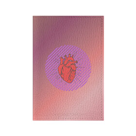 Обложка для паспорта матовая кожа с принтом Сердечко на розовом фоне в Курске, натуральная матовая кожа | размер 19,3 х 13,7 см; прозрачные пластиковые крепления | круг | любовь | неон | полосатый | розовый | сердце | сияние | фиолетовый