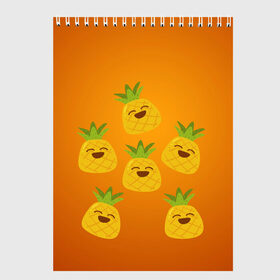 Скетчбук с принтом Ананас в Курске, 100% бумага
 | 48 листов, плотность листов — 100 г/м2, плотность картонной обложки — 250 г/м2. Листы скреплены сверху удобной пружинной спиралью | ананас | оранжевый фон | простой фон | фруктовый фон | фрукты