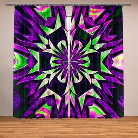 Фотошторы с принтом Kaleidoscope в Курске, Блэкаут (светозащита 90%) / Габардин (светозащита 40% | 2 полотна шириной по 145 см; Высота 200-300 см; Крепление: шторная лента (на крючки); | abstraction | fractal | kaleidoscope | light green | pattern | purple | symmetry | абстракция | калейдоскоп | салатовый | симметрия | узор | фиолетовый | фрактал