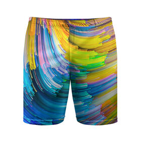 Мужские шорты спортивные с принтом Цветные полоски в Курске,  |  | colors | полоски | радуга | спагетти | цвета | цветная | цветные спагетти