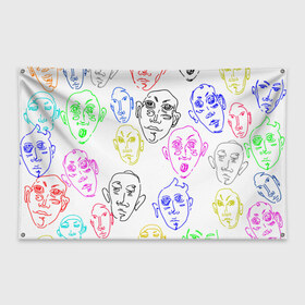 Флаг-баннер с принтом Цветные лица в Курске, 100% полиэстер | размер 67 х 109 см, плотность ткани — 95 г/м2; по краям флага есть четыре люверса для крепления | лица | люди | мимика | нарисованные лица | цветные лица | эмоции